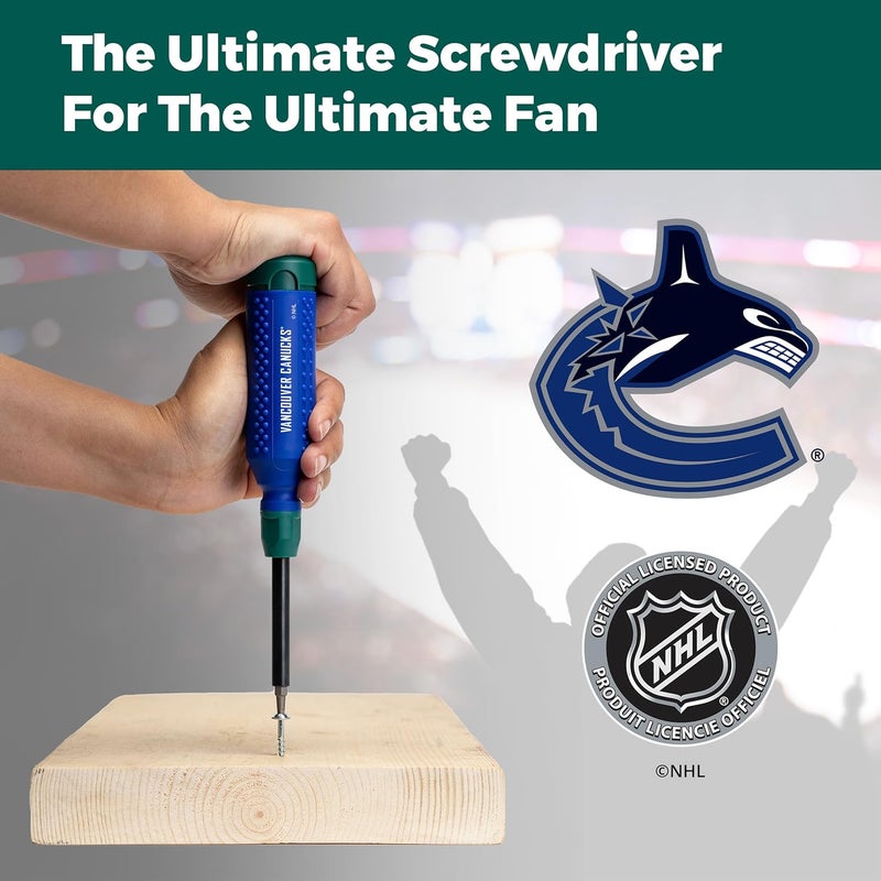 Megapro ® NHL® Team Edition Multi-bit Screwdriver | Officially Licensed NHL® Gear | Durable, Ergonomic, Pro-Grade Screwdriver (Vancouver Canucks®) - Image 5